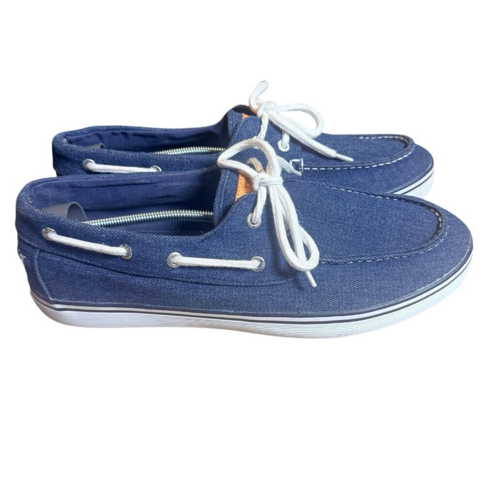 Nautica Galley Blue Canvas Boat Shoes Lace Up Casual Shoes Men’s Size 12